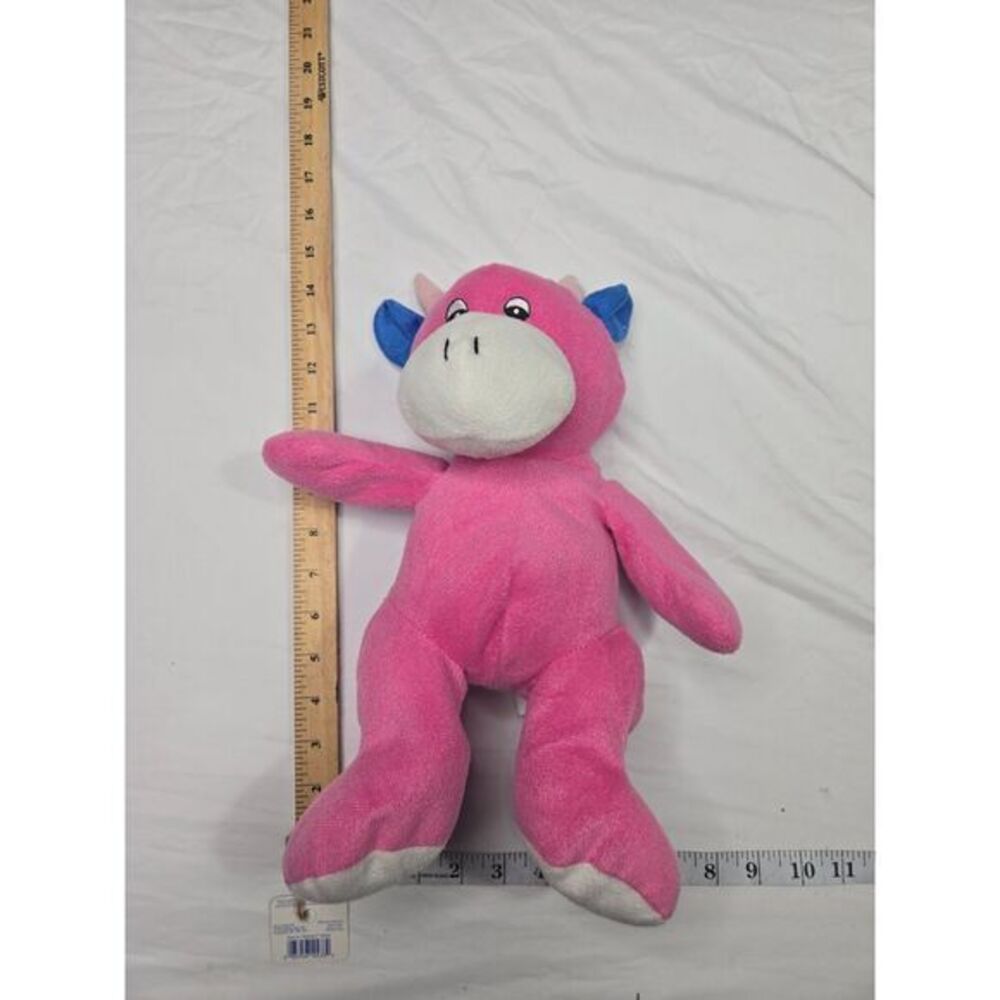 Kellytoy Plush Caw Stuffed‎ Animal pink with Blue ears Soft Cuddly Toy 15"